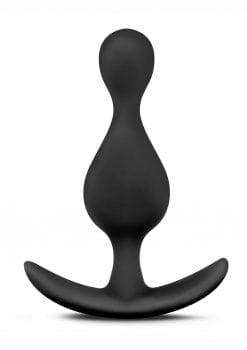 Anal Adventures Platinum Wave Silicone Butt Plug - Black