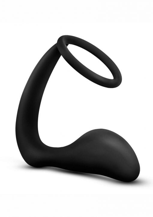 Anal Adventures Platinum Silicone Cock Ring And Butt Plug - Black