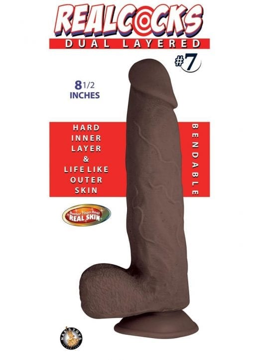 Realcocks Dual Layered 07 Bendable Dildo 8.5in - Chocolate