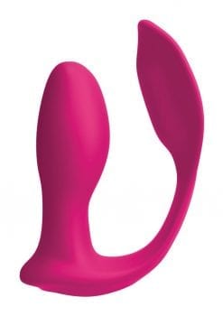 Threesome Double Ecstasy Silicone Rechargeable Vibrator With Remote Control - Pink