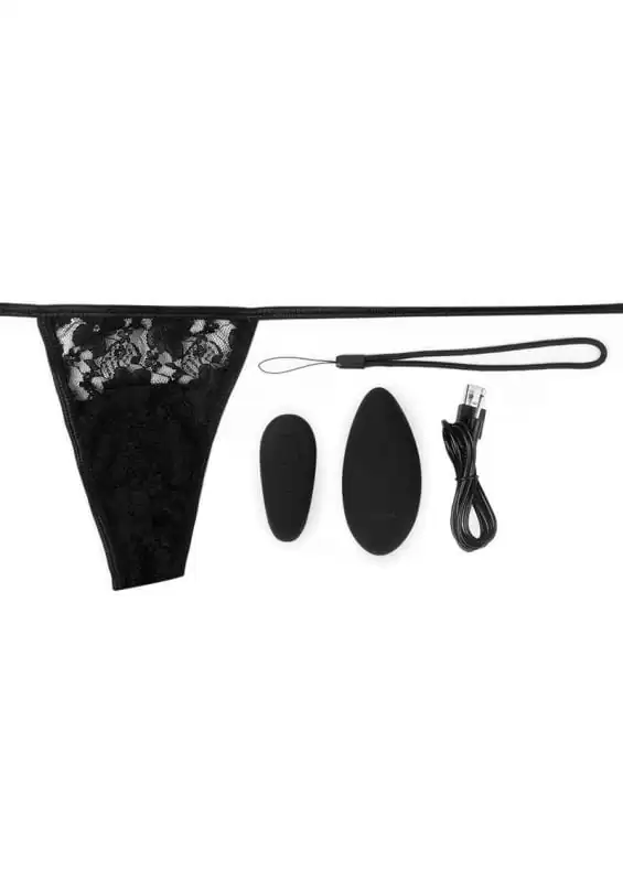Premium Ergonomic Vibrating Panty Set With Remote Rechargeable Waterproof Black