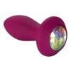 Power Gem Vibrating Petite Crystal Probe Silicone Rechargeable Butt Plug - Purple