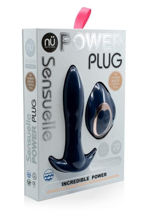 Nu Sensuelle Power Plug Rechargeable Silicone Vibrating Butt Plug - Navy Blue