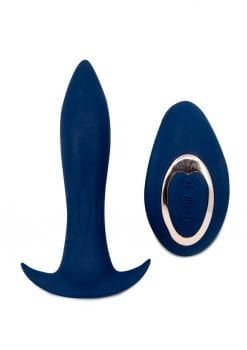 Nu Sensuelle Power Plug Rechargeable Silicone Vibrating Butt Plug - Navy Blue