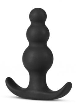 Anal Adventures Platinum Beaded Silicone Butt Plug - Black