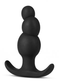 Anal Adventures Platinum Stacked Silicone Butt Plug - Black