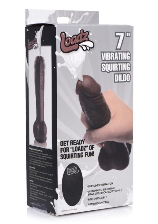 Loadz Vibrating Squirting Dildo with Remote 7in - Chocolate