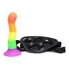 Strap U Proud Rainbow Silicone Dildo With Harness