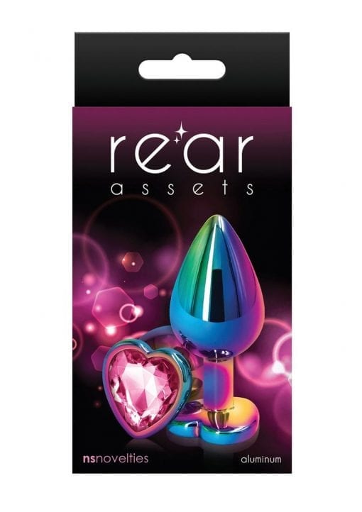 Rear Assets Multicolor Heart Anal Plug - Medium - Pink