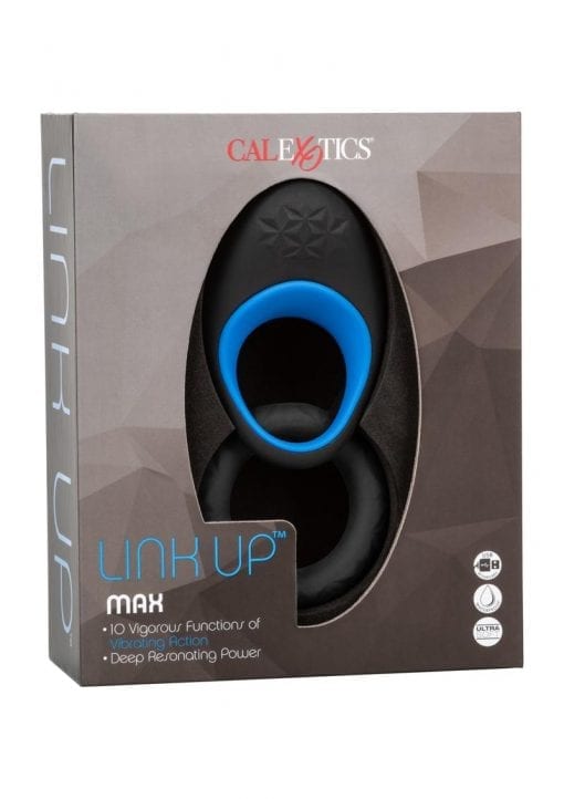 Link Up Max Silicone Vibrating Cock Ring - Black/Blue