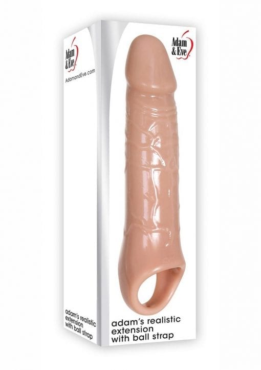 Adam and Eve Adam`s Realistic Extension With Ball Strap Penis Extension - Vanilla