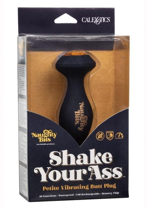 Naughty Bit Shake Your Ass Petite Vibrating Silicone Rechargeable Butt Plug - Black