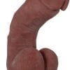 Real Supple Girthy Poseable Dildo With Balls 8.5in - Chocolate