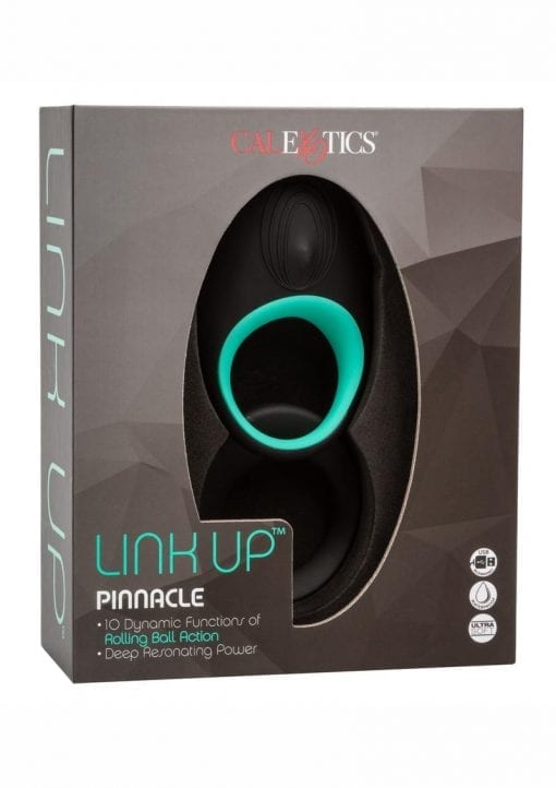 Link Up Pinnacle Vibrating Cock Ring - Black/Teal