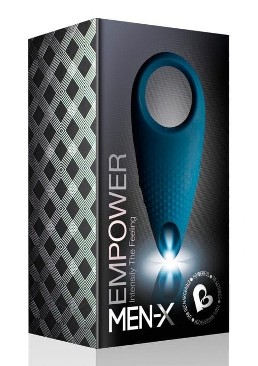 Men-X Empower Silicone Rechargeable Couples Stimulator Ring - Blue