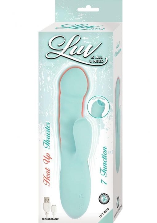 Luv Heat Up Thruster Rechargeable Silicone Vibrator - Aqua