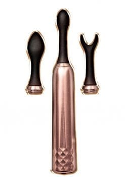 Intense Triple Tip Massager Silicone Rechargeable Set - Rose Gold