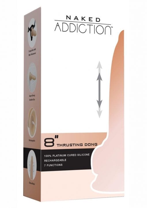 Naked Addiction Silicone Rechargeable Thrusting Dildo 9in - Vanilla