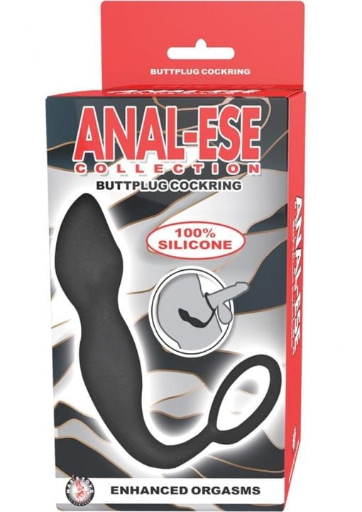 Anal Ese Collection Butt Plug Silicone Cock Ring - Black