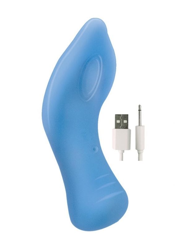 Devine Vibes Exciter Rechargeable Silicone Glow In The Dark Vibrator - Blue