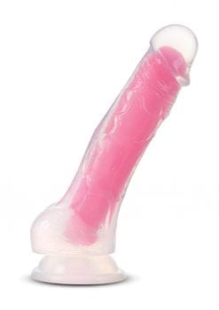 Neo Elite Glow in the Dark Dildo With Balls 7.5in - Pink