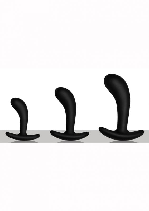 Master Series Dark Delights 3 Piece Curved Silicone Anal Trainer Set - Black