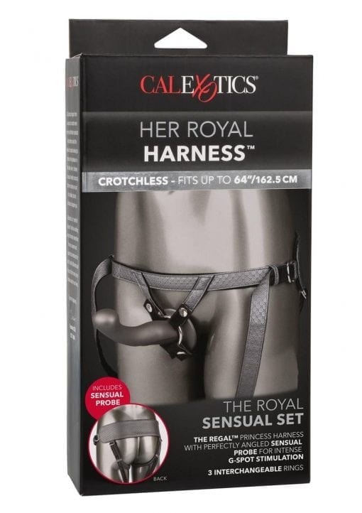 Her Royal Harness The Royal Sensual Set Adjustable Harness With Silicone Sensual G-Probe - Gray