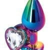 Rear Assets Multicolor Heart Anal Plug - Medium - Clear