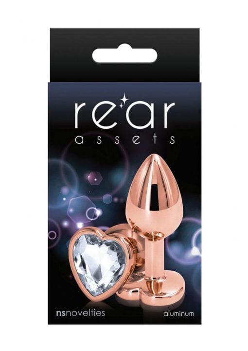 Rear Assets Rose Gold Heart Anal Plug - Small - Clear