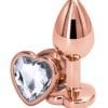 Rear Assets Rose Gold Heart Anal Plug - Small - Clear