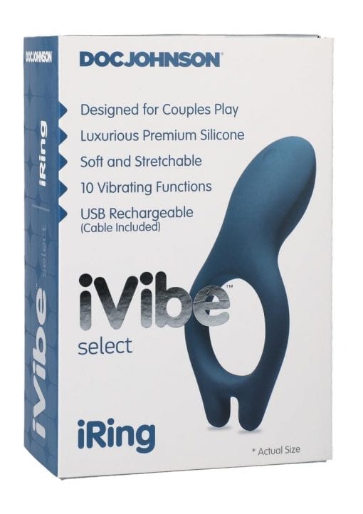 iVibe Select iRing Rechargeable Silicone Vibrating Cock Ring - Marine Blue