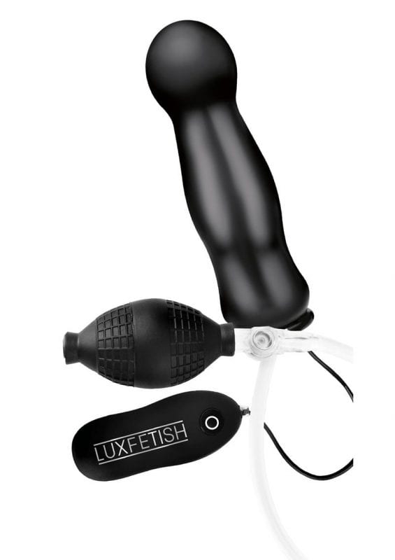 Lux Fetish Inflatable Vibrating Butt Plug With Remote Control 4.5in - Black