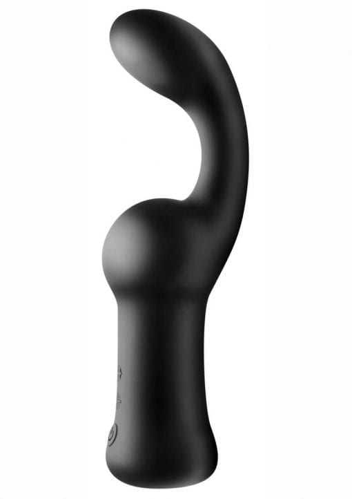 Master Series Pleaser Hook 10x Silicone Rechargeable Anal Vibrator - Black