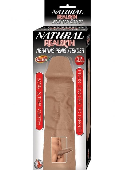 Natural Realskin Vibrating Penis Xtender - Brown