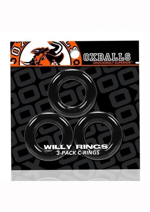 Oxballs Willy Rings Cock Rings (3 Per Pack) - Black