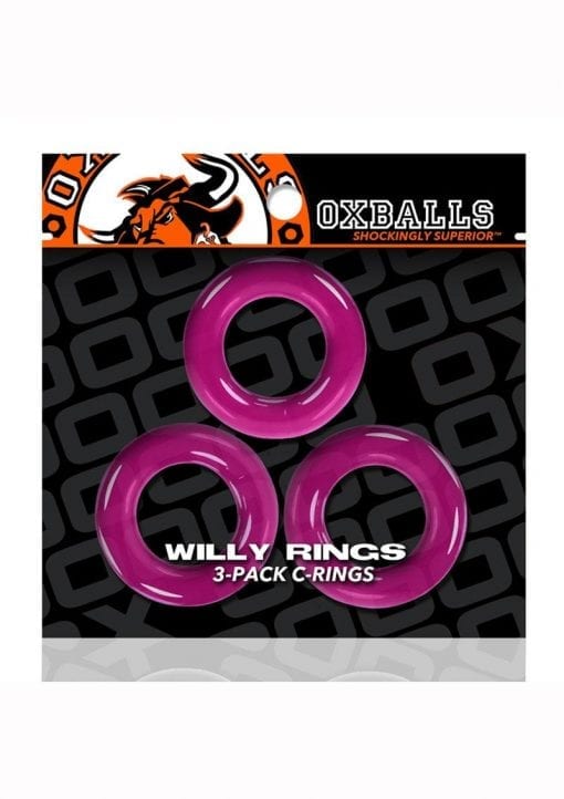 Oxballs Willy Rings Cock Rings (3 Per Pack) - Hot Pink