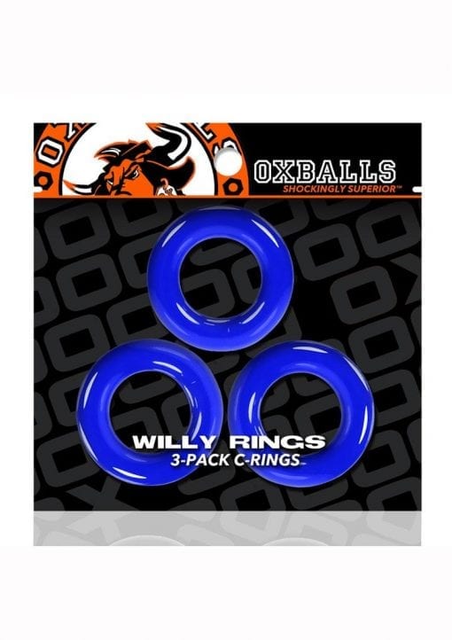 Oxballs Willy Rings Cock Rings (3 Per Pack) - Police Blue