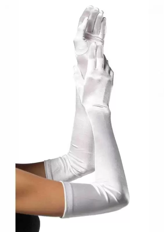 Leg Avenue Extra Long Satin Gloves - OS - White