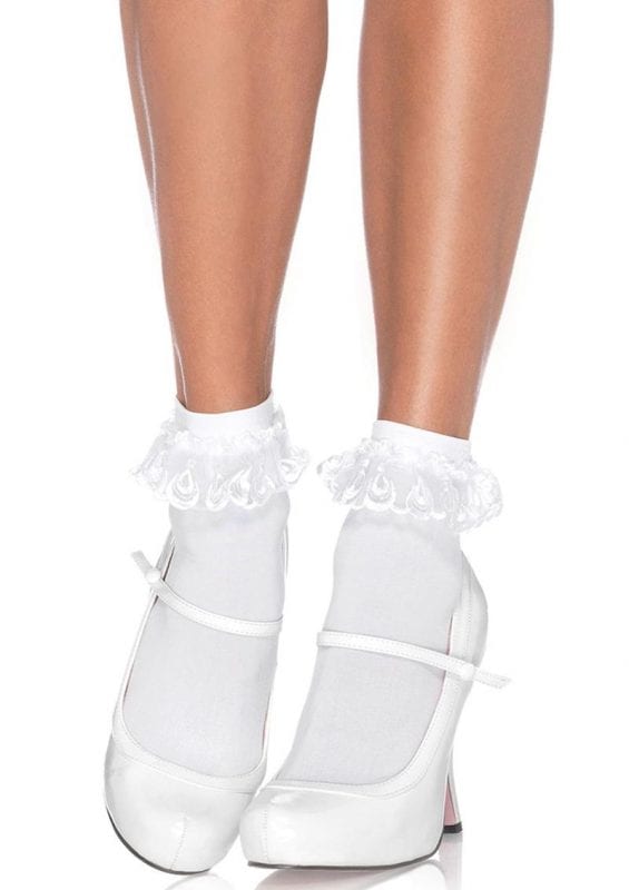 Leg Avenue Anklet With Lace Ruffle - OS - White