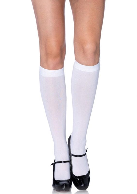 Leg Avenue Nylon Knee High - OS - White