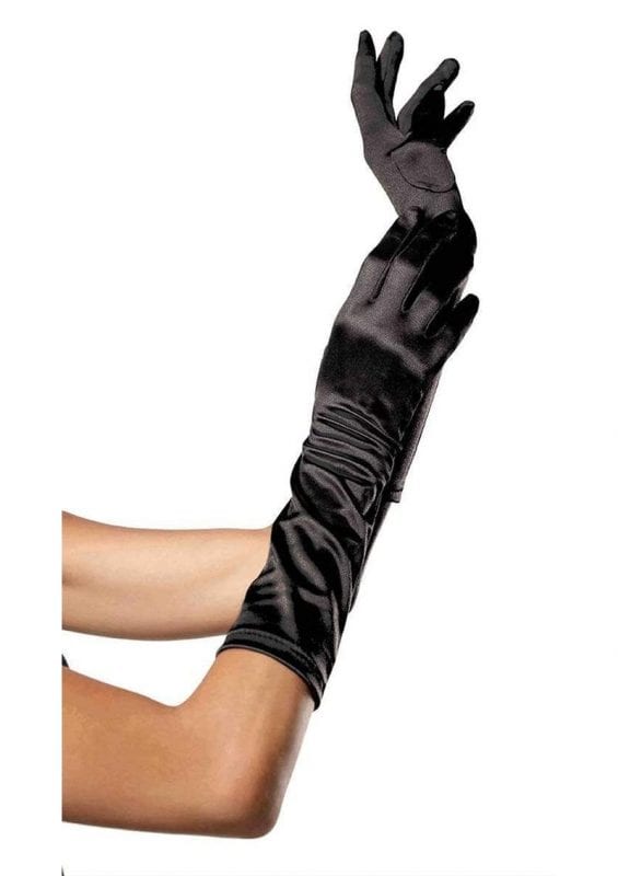 Leg Avenue Elbow Length Satin Gloves - OS - Black