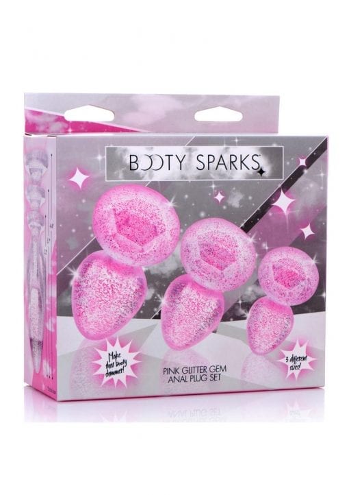 Booty Sparks Glitter Gem Anal Plug Set (3 pieces) - S/M/L - Pink