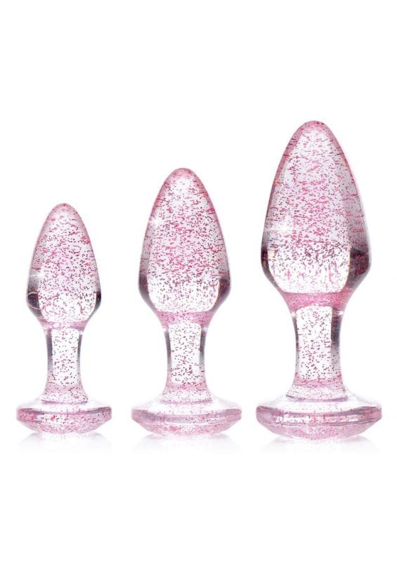 Booty Sparks Glitter Gem Anal Plug Set (3 pieces) - S/M/L - Pink