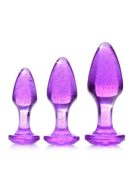 Booty Sparks Glitter Gem Anal Plug Set (3 pieces) - S/M/L - Purple