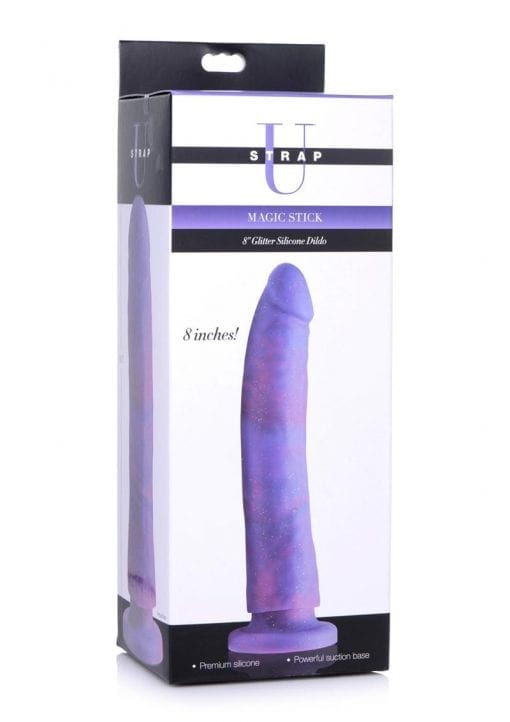 Strap U Magic Stick Glitter Silicone Dildo 8in - Purple