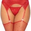 Leg Avenue Rhinestone Garter Belt - O/S - Red