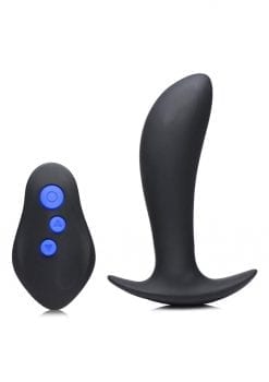 Zeus Pro-Shocker 8X Vibrating andamp; E-Stim Silicone Rechargeable Prostate Plug With Remote Control - Black