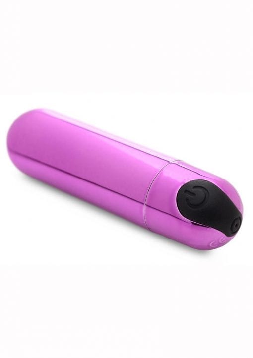 Bang 10X Vibrating Metallic Silicone Rechargeable Bullet Vibrator - Purple