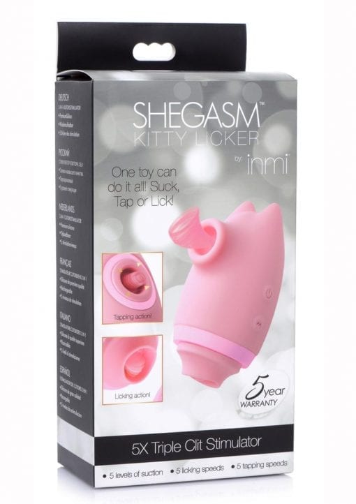 Inmi Shegasm Kitty Licker 5X Silicone Rechargeable Clit Stimulator - Pink