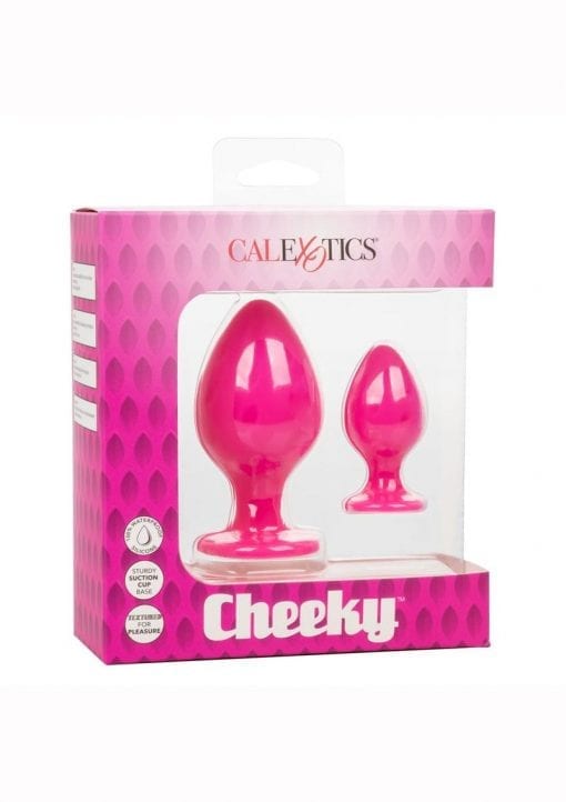 Cheeky Silicone Textured Anal Plugs Large/Small (Set of 2) - Pink